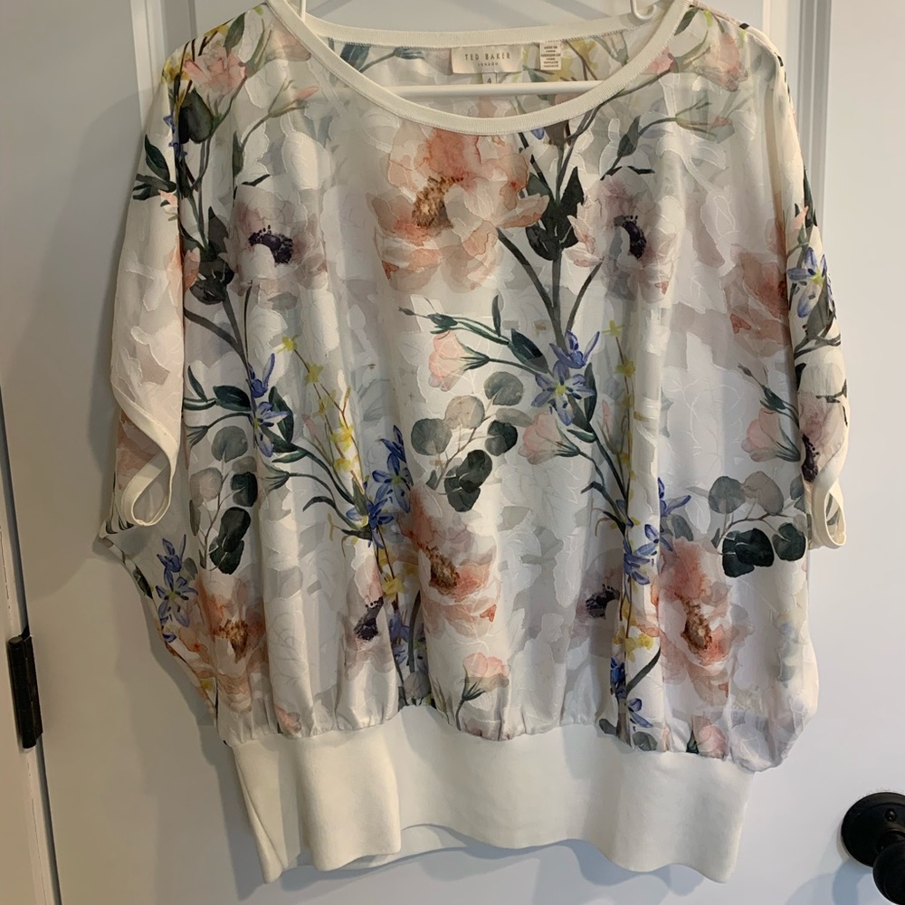 Ted Baker size 4 (US 10) floral sheer blouse/top